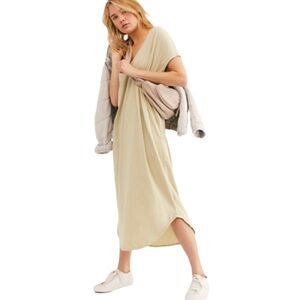 NWOT Free People Beach Lotus Large Midi Dress in Swaying Palm (light tan)